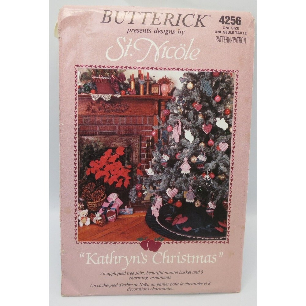 Butterick 4256 Christmas Ornaments Package Tree Skirt Basket ONE SIZE 1989